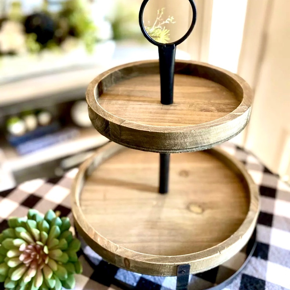 Farmhouse two tiered tray